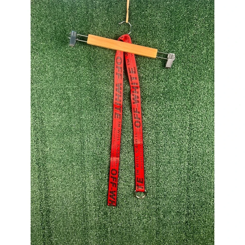 Off-White Industrial Belt Red Black Logo Webbing D-Ring Streetwear Accessory
